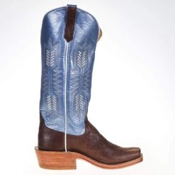 Rios Of Mercedes Women's Ride Ready KangoTobac Smooth Ostrich 15in. Blue Top Cowgirl Boot -Cowboy Essentials Shop 106141 4