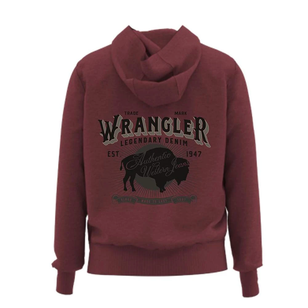 Wrangler Men's Burgundy Buffalo Graphic Hoodie 4 Wrangler Men's Burgundy Buffalo Graphic Hoodie - Image 2