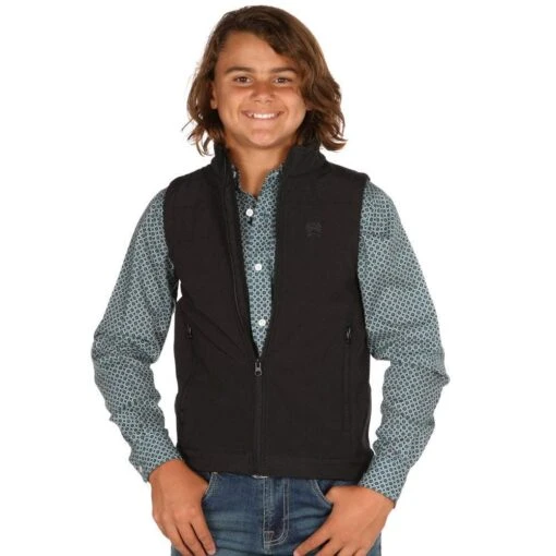 Boys Cinch Black Bonded Vest -Cowboy Essentials Shop 113575 default l
