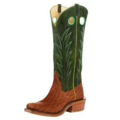 Rios Of Mercedes Men`s Brick Oiled Elephant 15in. Jade Navajo Bison Top Cutter Toe Boot