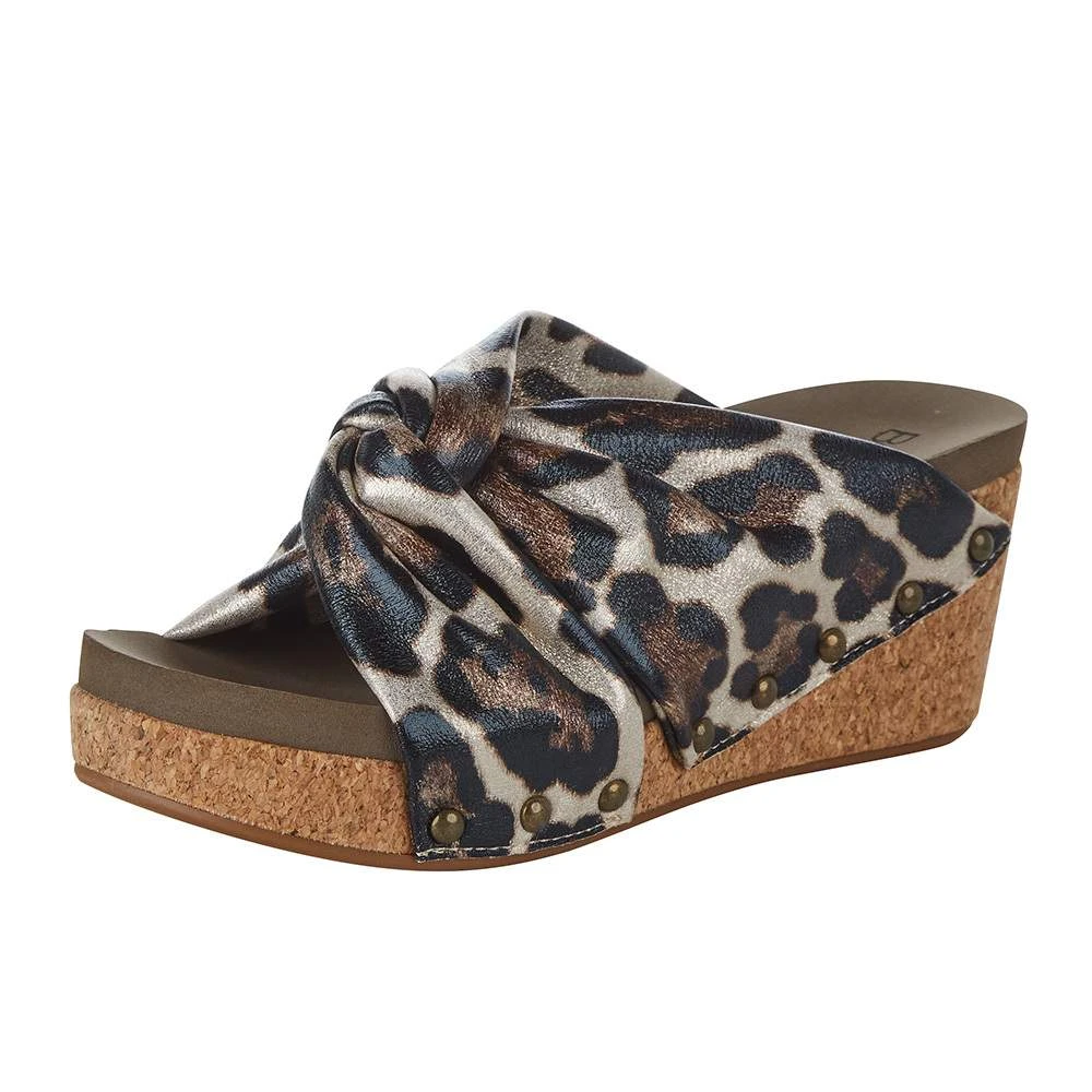 Corkys Footwear Women`s Corky's Cheerful Gold Cheetah Wedge 3 Corkys Footwear Women`s Corky's Cheerful Gold Cheetah Wedge