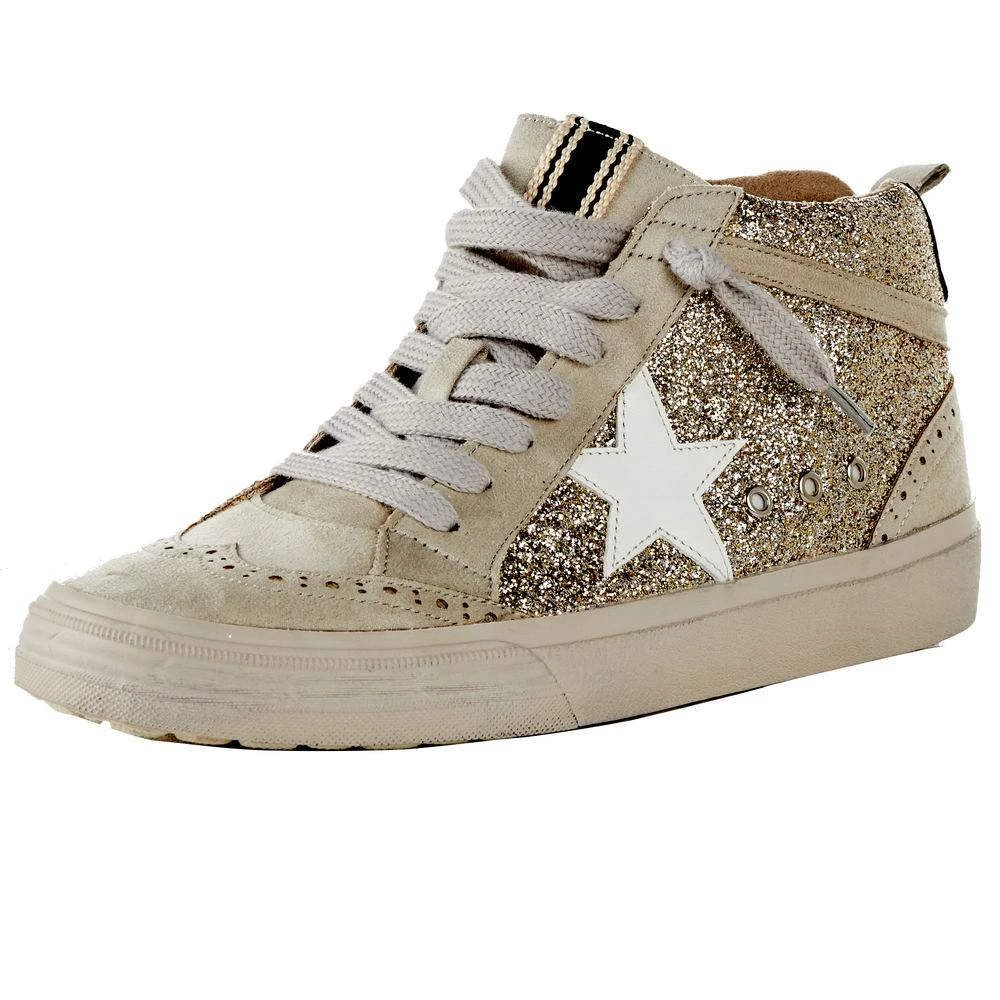 Shu Shop Ladies Gold Glitter Paulina High Top Casual Shoe 3 Shu Shop Ladies Gold Glitter Paulina High Top Casual Shoe