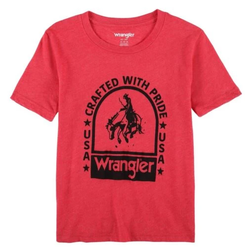 Wrangler Boy's Crafted With Pride Red Graphic Tee -Cowboy Essentials Shop 161137 default l