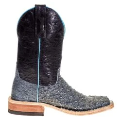 Anderson Bean Women's Denim Full Quill Ostrich 10 In. Black Embossed Top Cowgirl Boot -Cowboy Essentials Shop 330762 4