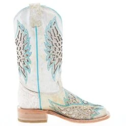 Corral Women's White Inlay Turquoise Embroidery 12 In Top Square Toe Boot -Cowboy Essentials Shop A4334 05