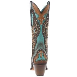 Corral Women's Tan Embroidery-Turquoise Overlay 13 In Top Snip Toe Boot -Cowboy Essentials Shop C3943 04