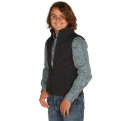 Boys Cinch Black Bonded Vest -Cowboy Essentials Shop MWV7520002 2