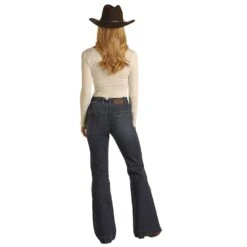 Rock & Roll Denim Women's High Rise Dark Wash Trouser -Cowboy Essentials Shop W8H2687 3